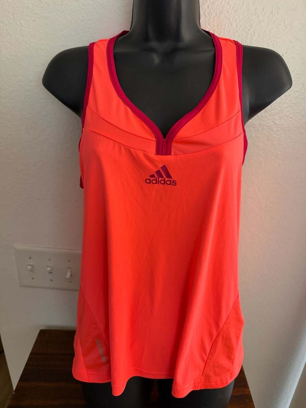Adidas Tennis Tank Top Pink Orange Athletic Racerback
